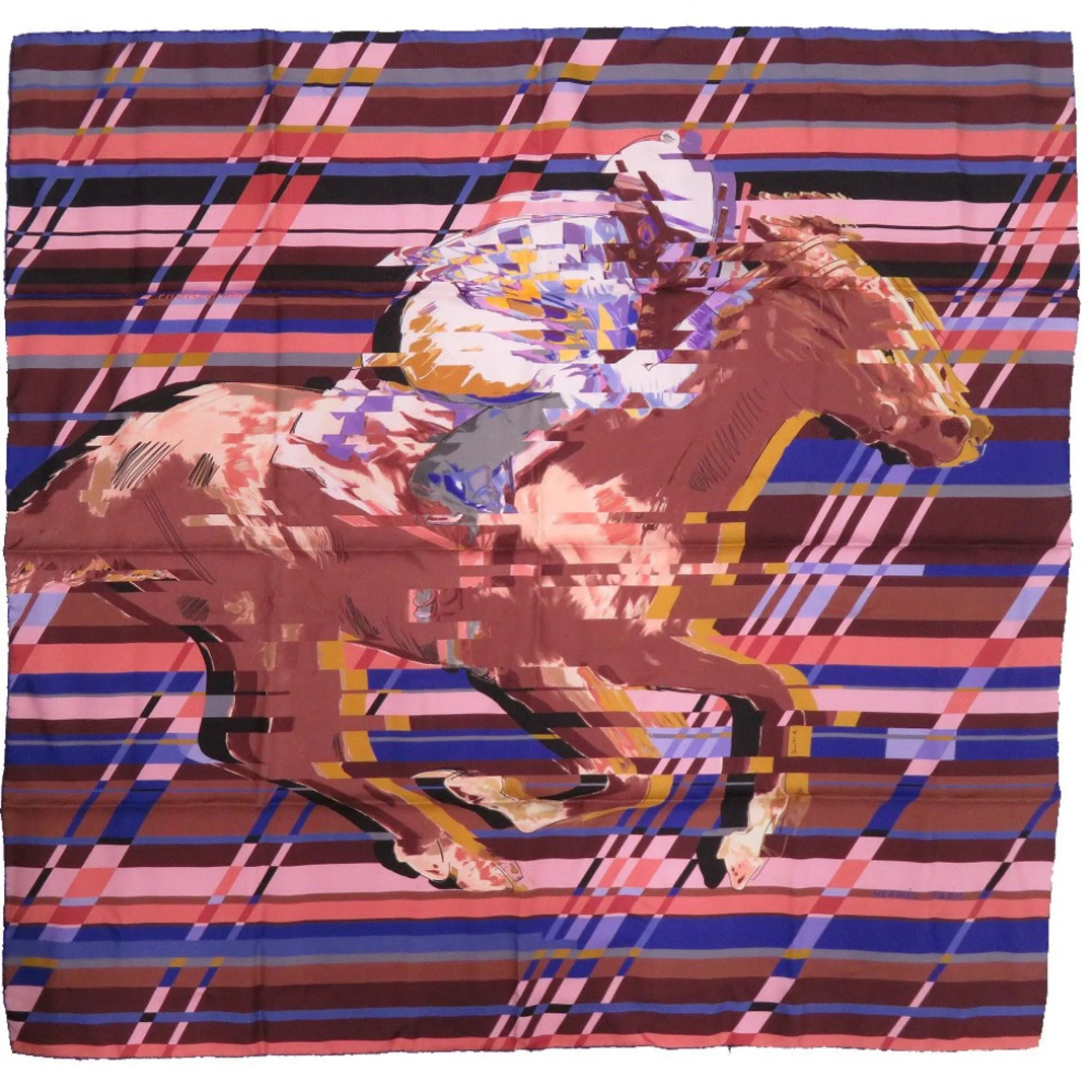 Hermes Authentic Brown Silk Scarf
